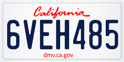 CA license plate 6VEH485