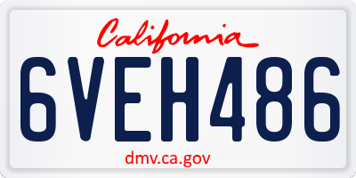 CA license plate 6VEH486