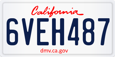 CA license plate 6VEH487