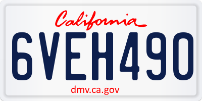 CA license plate 6VEH490