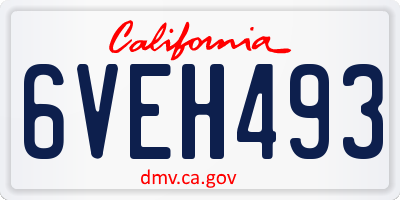 CA license plate 6VEH493