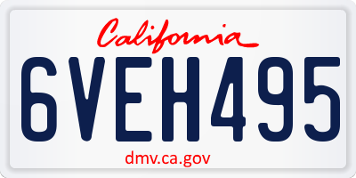 CA license plate 6VEH495