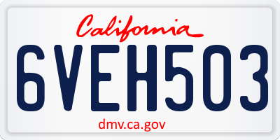 CA license plate 6VEH503