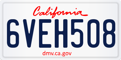 CA license plate 6VEH508