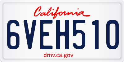 CA license plate 6VEH510