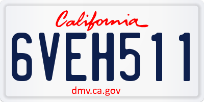 CA license plate 6VEH511