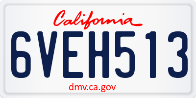 CA license plate 6VEH513