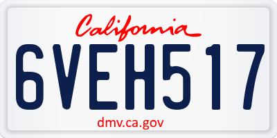 CA license plate 6VEH517