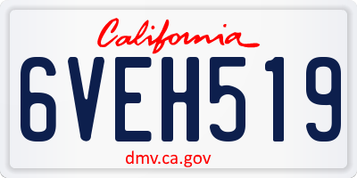CA license plate 6VEH519