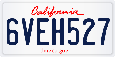 CA license plate 6VEH527