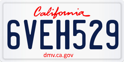 CA license plate 6VEH529