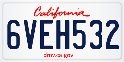 CA license plate 6VEH532
