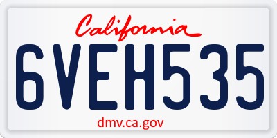 CA license plate 6VEH535