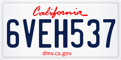 CA license plate 6VEH537