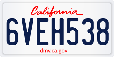 CA license plate 6VEH538