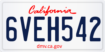 CA license plate 6VEH542