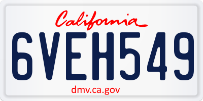CA license plate 6VEH549