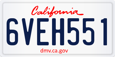 CA license plate 6VEH551