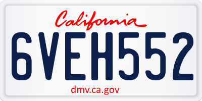 CA license plate 6VEH552