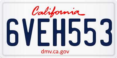 CA license plate 6VEH553