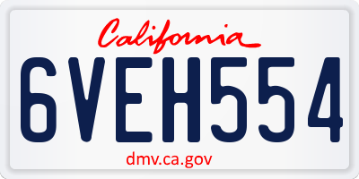 CA license plate 6VEH554