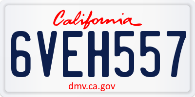 CA license plate 6VEH557