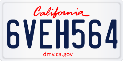 CA license plate 6VEH564