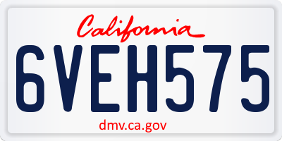 CA license plate 6VEH575