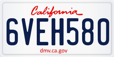 CA license plate 6VEH580