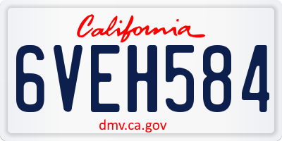 CA license plate 6VEH584