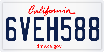 CA license plate 6VEH588