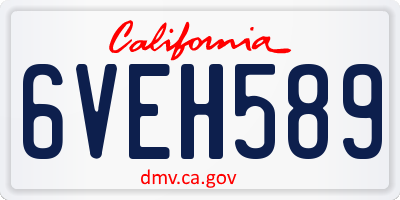 CA license plate 6VEH589