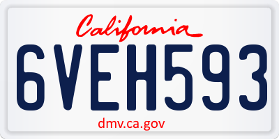 CA license plate 6VEH593