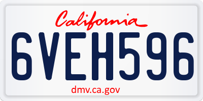 CA license plate 6VEH596