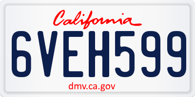 CA license plate 6VEH599
