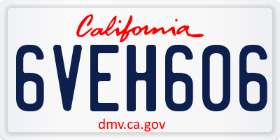 CA license plate 6VEH606