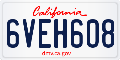 CA license plate 6VEH608