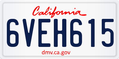 CA license plate 6VEH615