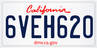 CA license plate 6VEH620