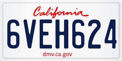 CA license plate 6VEH624