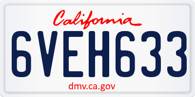 CA license plate 6VEH633