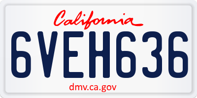 CA license plate 6VEH636