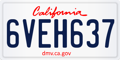CA license plate 6VEH637