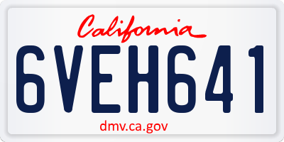 CA license plate 6VEH641