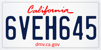 CA license plate 6VEH645