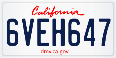 CA license plate 6VEH647