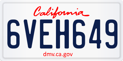 CA license plate 6VEH649