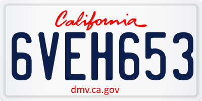 CA license plate 6VEH653