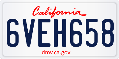 CA license plate 6VEH658
