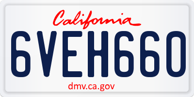 CA license plate 6VEH660